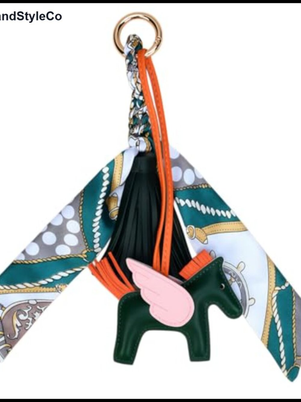 PU Leather Horse Bag Charm Bow Tassel Scarf Keychain Purse Charm